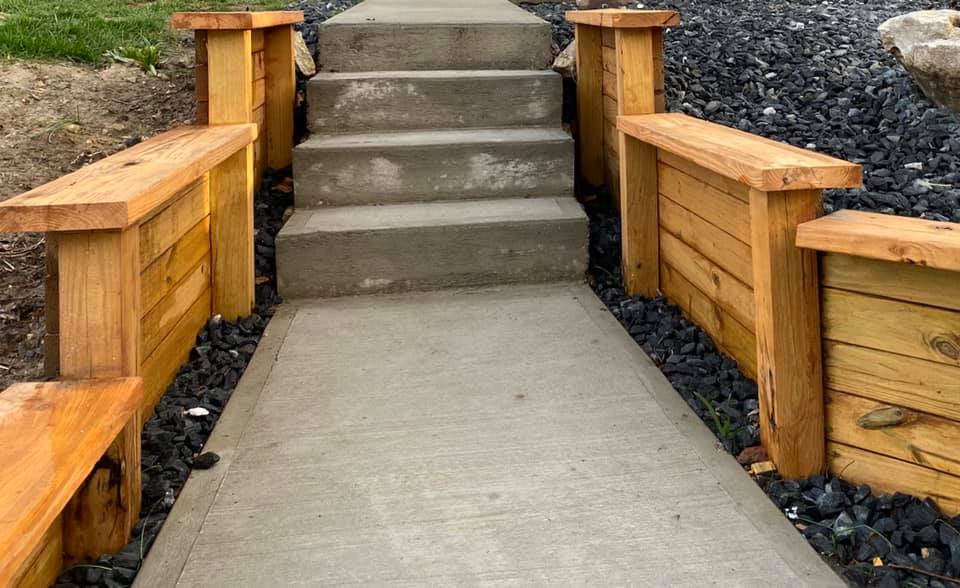 concrete stair installation and retention wall installation and stain irvington in